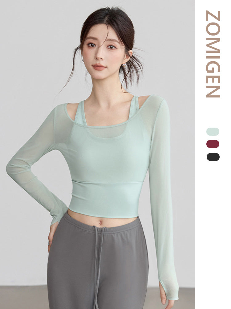 ZOMIGEN｜メッシュ通気長袖ブラトップス 一体カップ – ZOMIGEN(ゾミゲン)